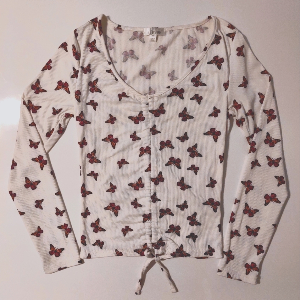 Ruched convertible butterfly crop top